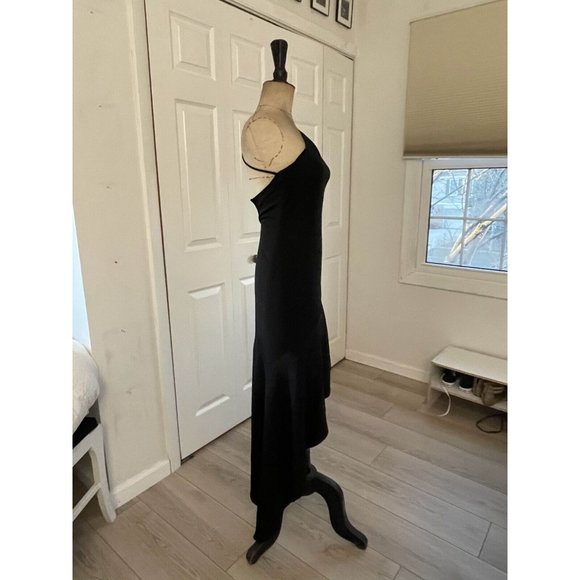 Vintage 90's Nicole Bakti Cocktail Dress One Shoulder Asymmetrical Hem Black XS - Picture 6 of 16